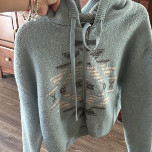 Ariat Light Blue Aztec Zip Hoodie Sweater